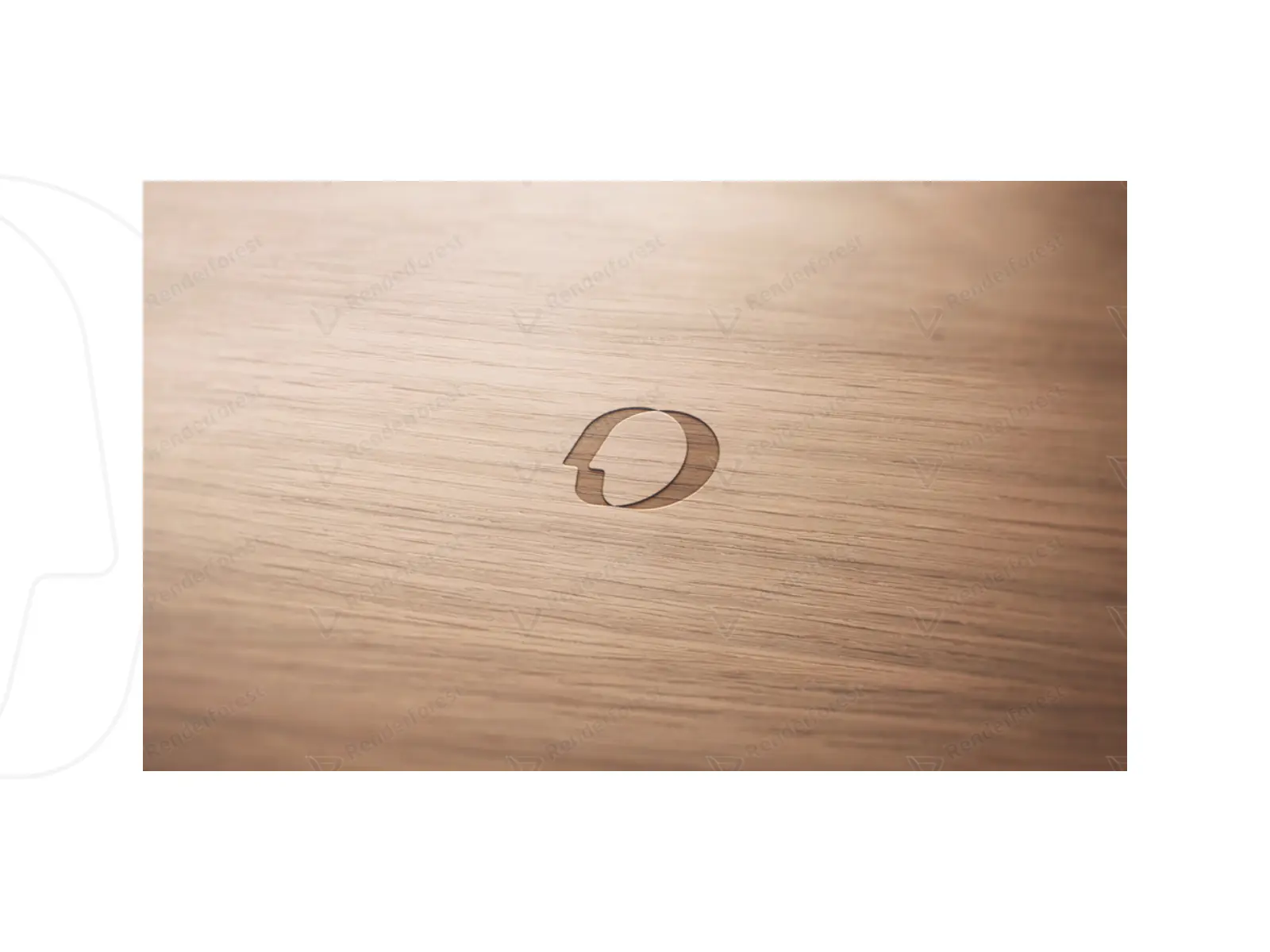 Logo machined into wood