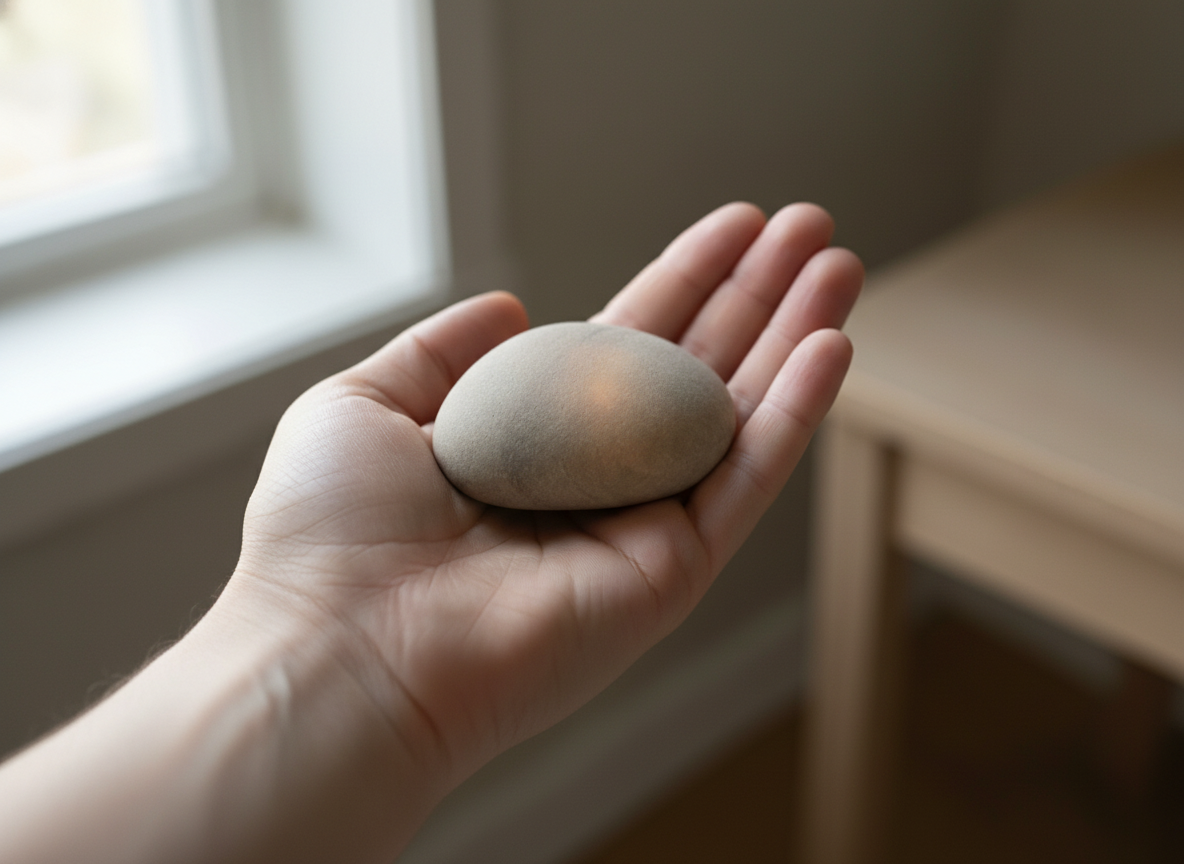 Pebble held in a palm